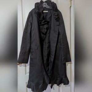 Prada 🖤 Black Ruffled Blazer Long Jacket 44. Silk / Wool